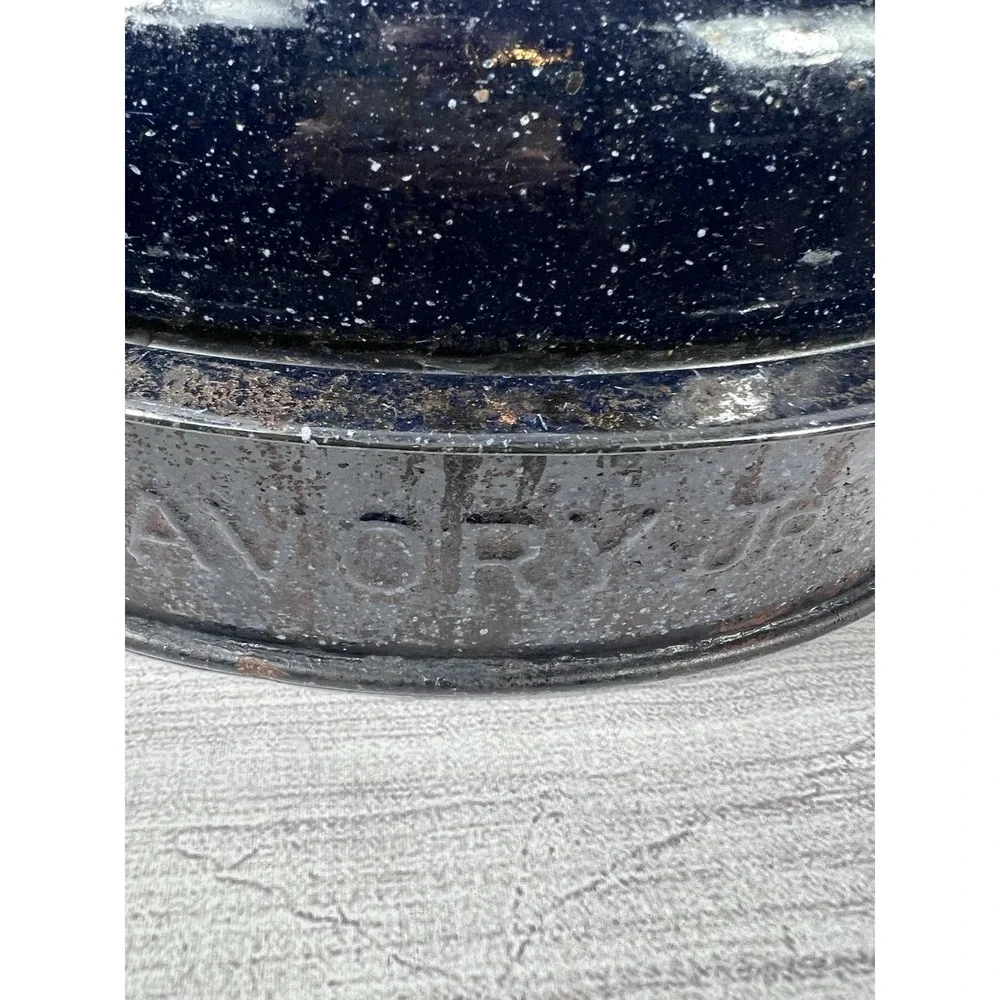 Vintage Savory Jr Oval Blue Enamel Double-Walled Roaster 12 1/2
